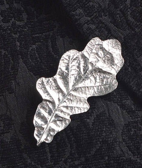 Heart of Oak leaf Pewter Brooch
