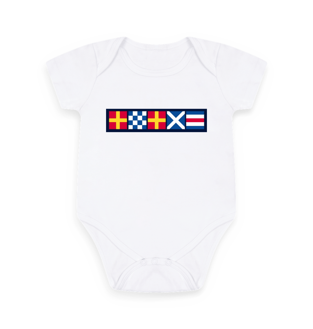 White Printed baby grow
