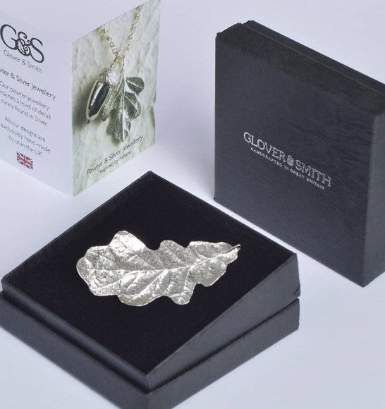 Heart of Oak leaf Pewter Brooch