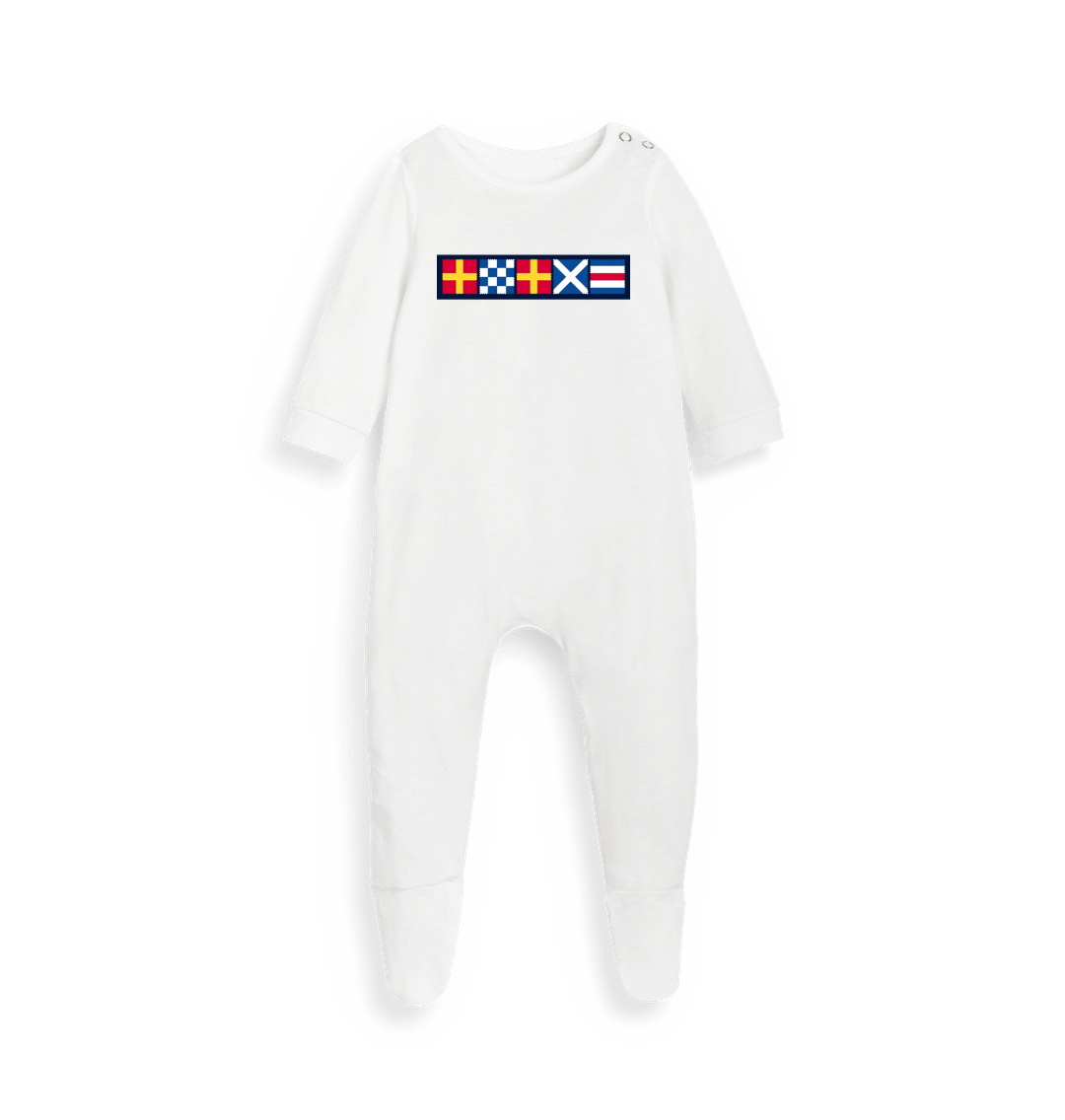 White Printed baby grow